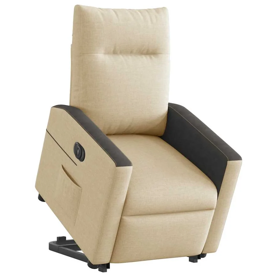 Fauteuil inclinable électrique crème tissu - 3