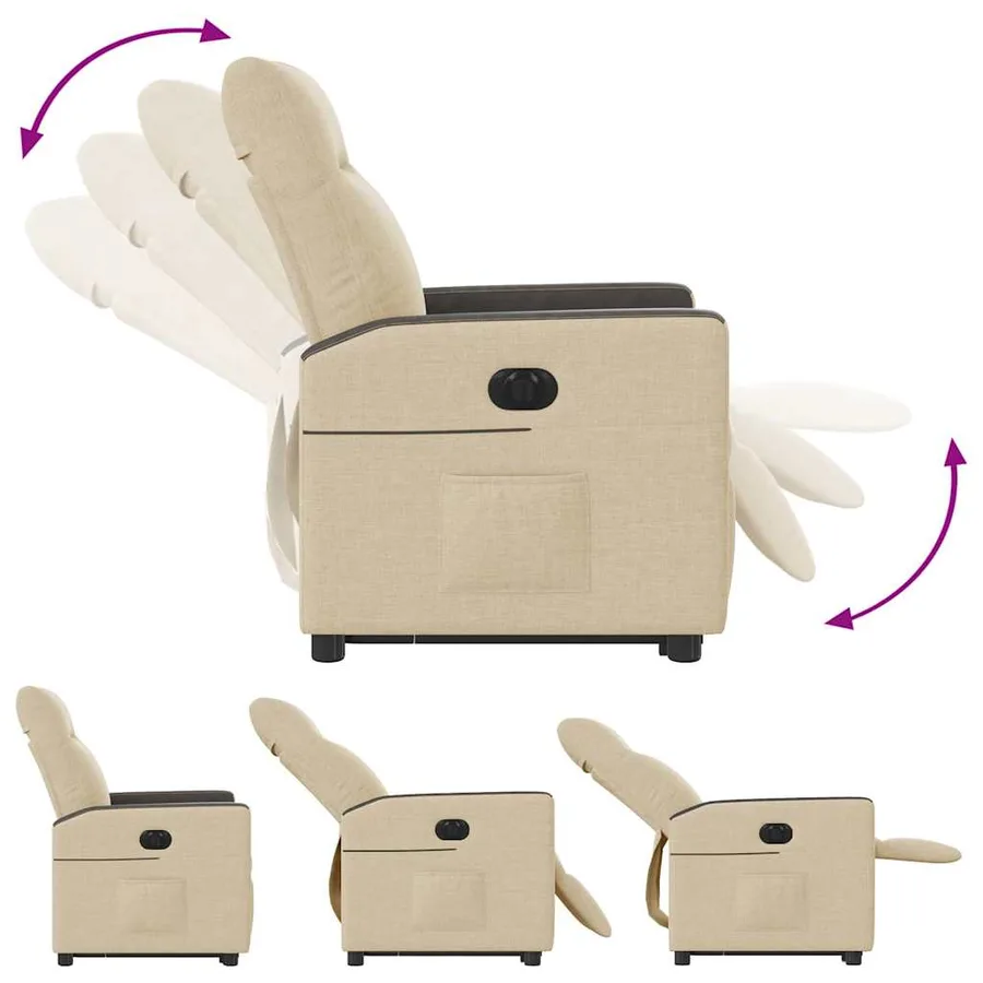 Fauteuil inclinable électrique crème tissu - 8