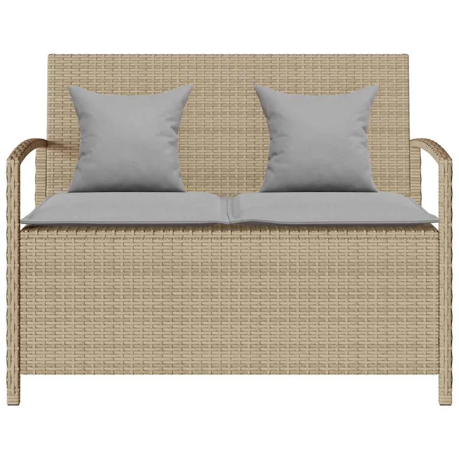 Banc de rangement de jardin avec coussin beige résine tressée - 4