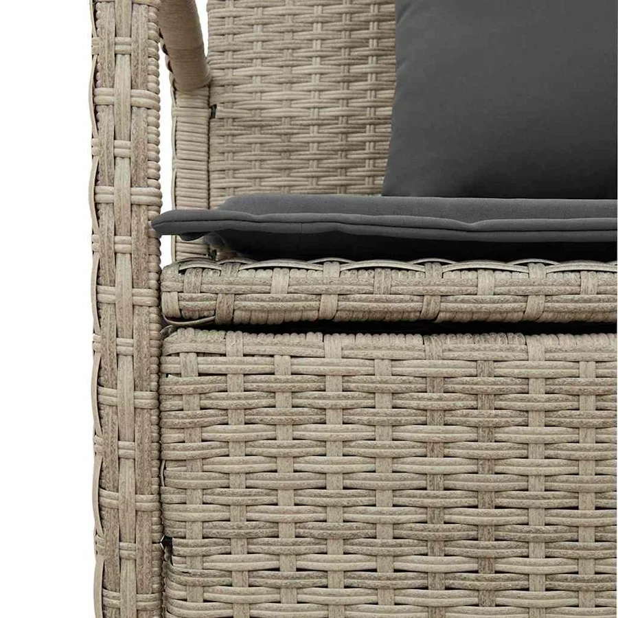 Banc de rangement de jardin avec coussin gris clair polyrotin - 11