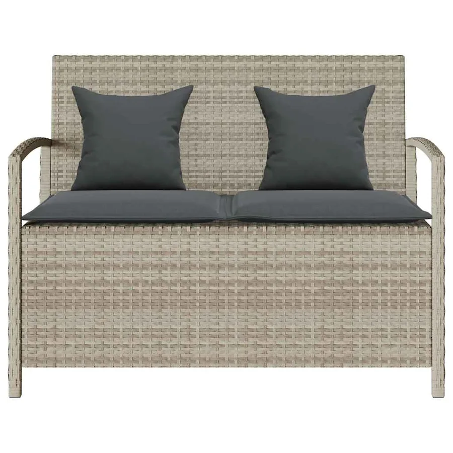 Banc de rangement de jardin avec coussin gris clair polyrotin - 4
