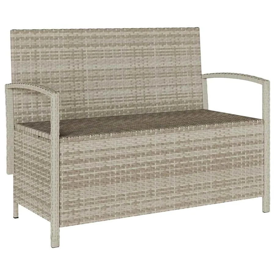 Banc de rangement de jardin avec coussin gris clair polyrotin - 5