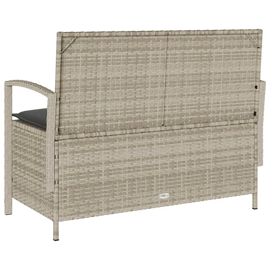 Banc de rangement de jardin avec coussin gris clair polyrotin - 8
