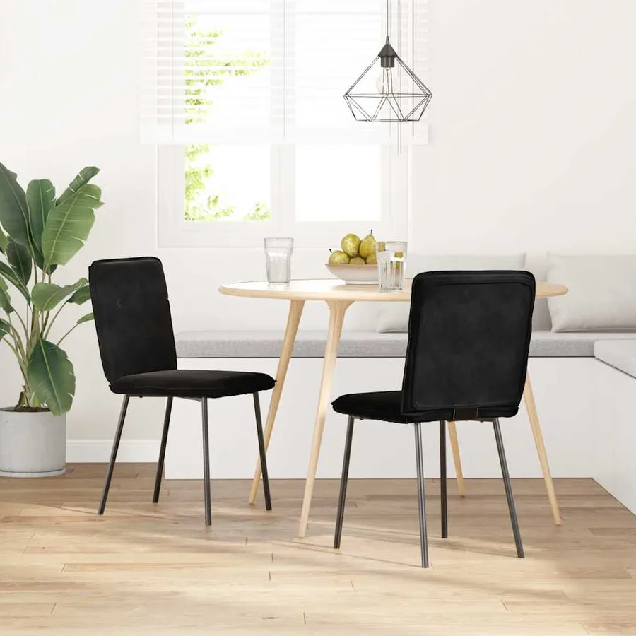 Chaises à manger lot de 2 Noir Velours - 2