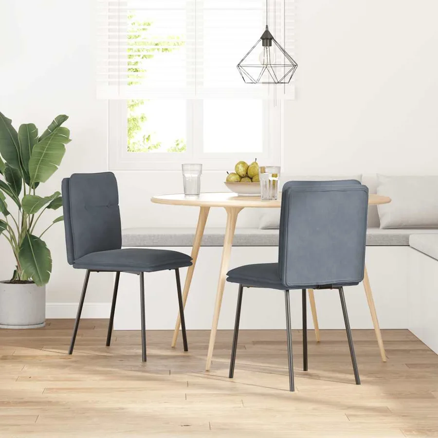 Chaises à manger lot de 2 Gris foncé Velours - 2