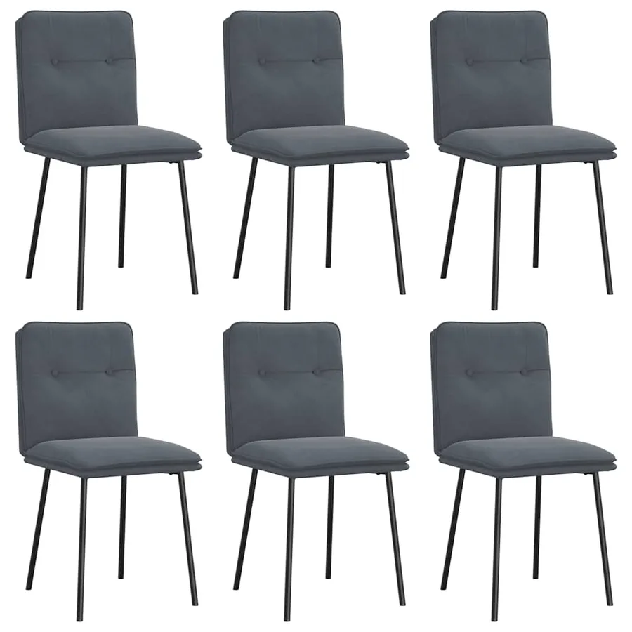 Chaises à manger lot de 6 gris foncé velours - 2