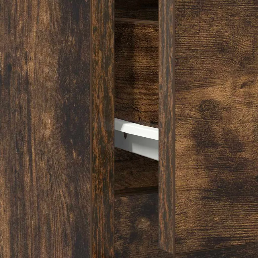 Buffet avec tiroir chêne fumé 71x35x84 cm bois d'ingénierie - 12