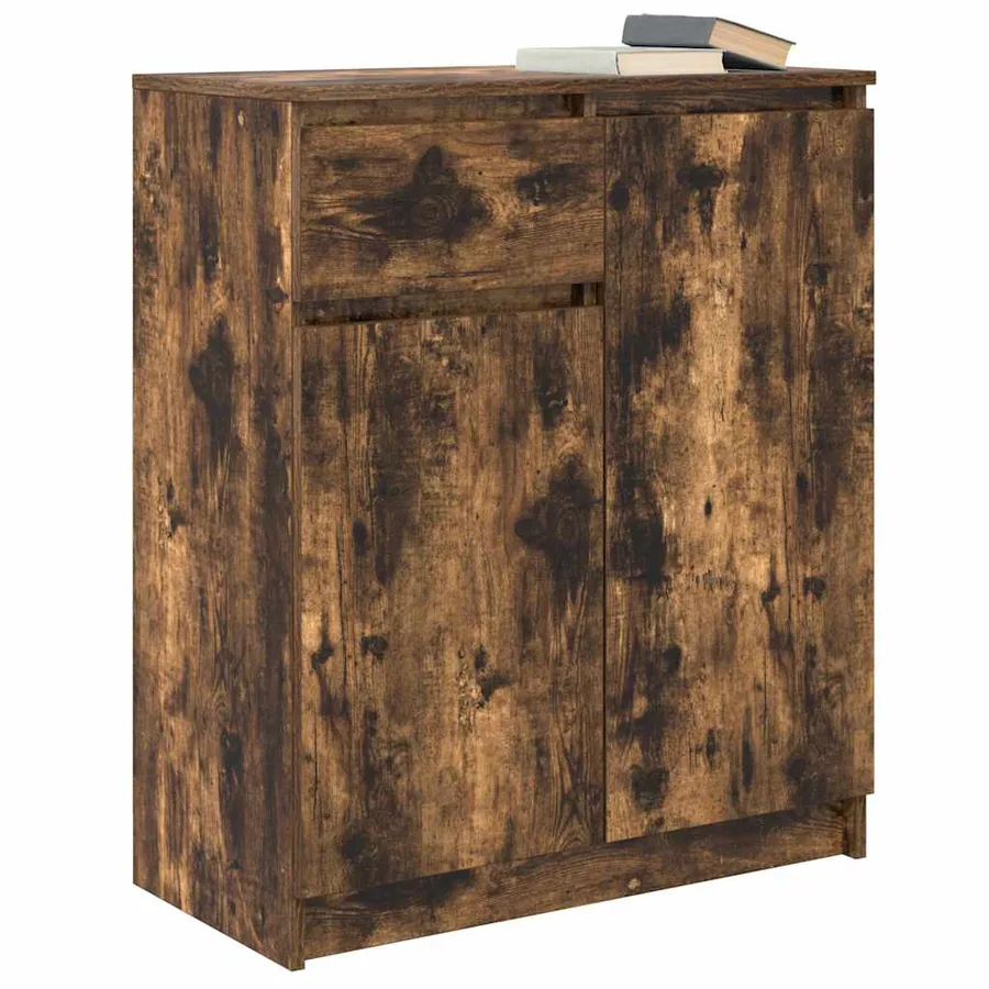Buffet avec tiroir chêne fumé 71x35x84 cm bois d'ingénierie - 4