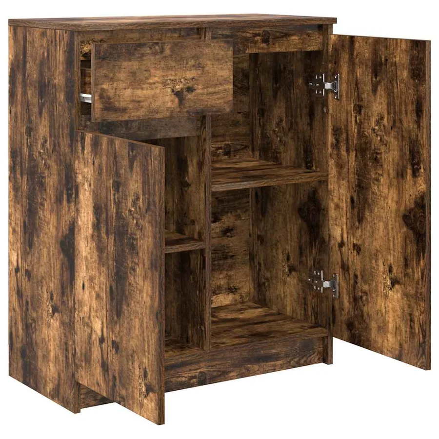 Buffet avec tiroir chêne fumé 71x35x84 cm bois d'ingénierie - 5