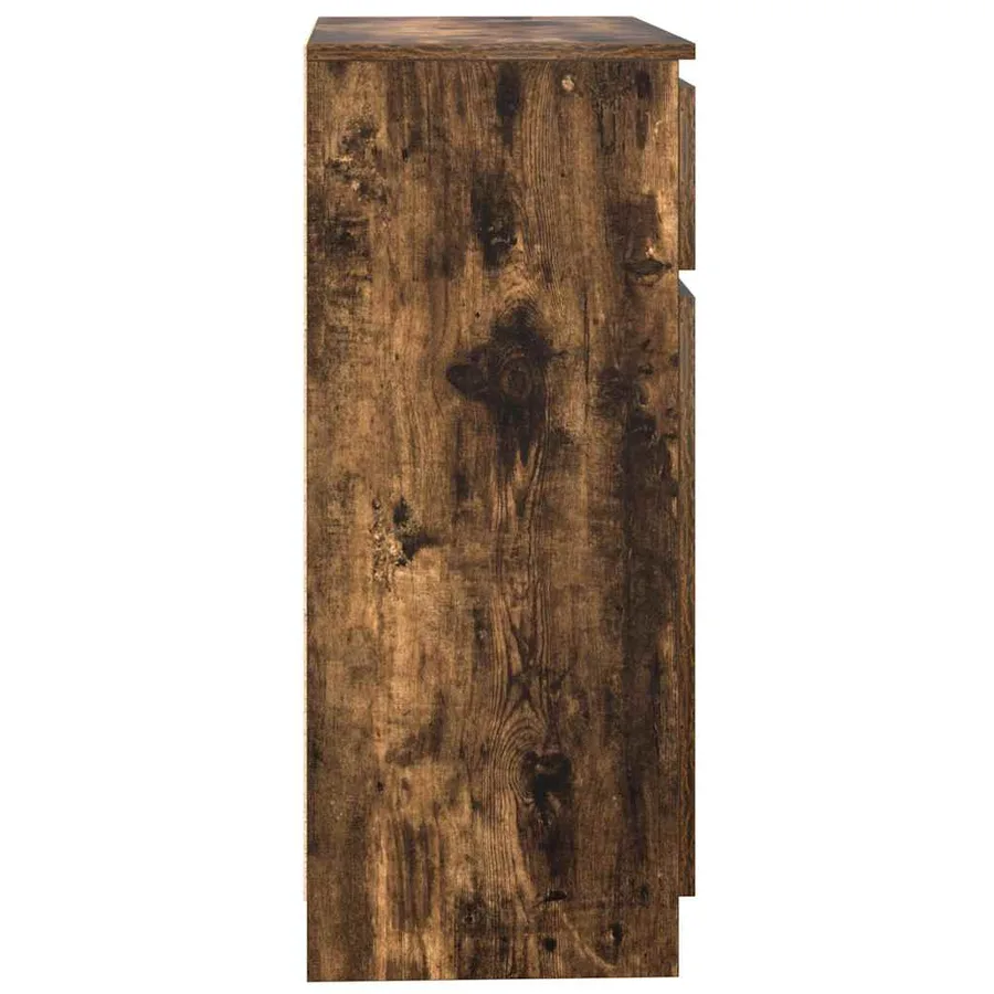 Buffet avec tiroir chêne fumé 71x35x84 cm bois d'ingénierie - 7