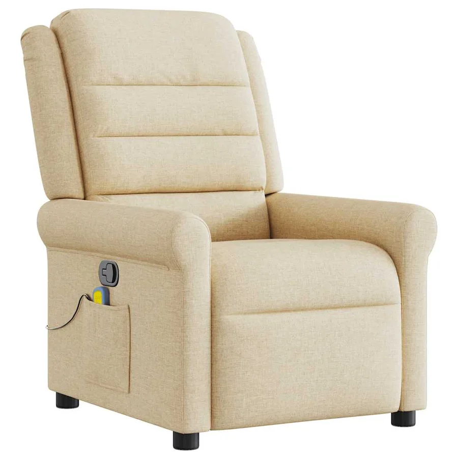 Fauteuil de massage inclinable Crème Tissu - 2