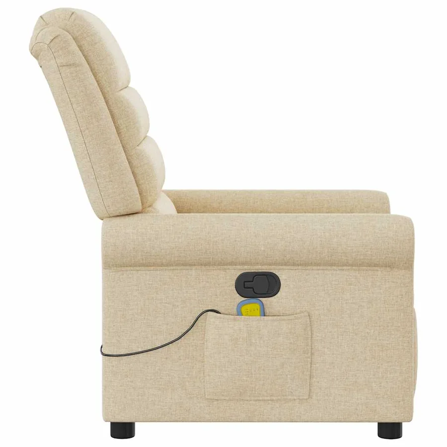 Fauteuil de massage inclinable Crème Tissu - 4