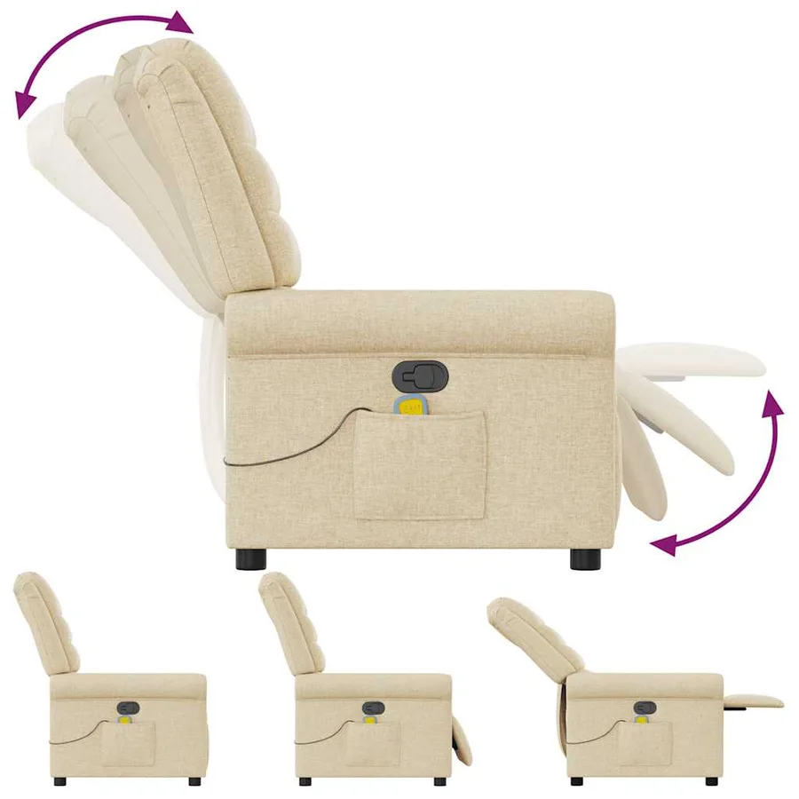 Fauteuil de massage inclinable Crème Tissu - 6