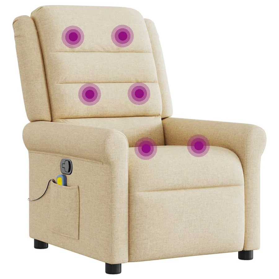 Fauteuil de massage inclinable Crème Tissu - 7