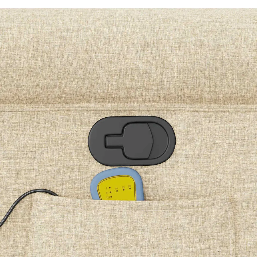 Fauteuil de massage inclinable Crème Tissu - 8
