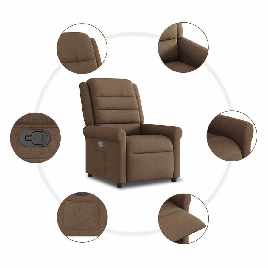Fauteuil inclinable Marron Tissu - 9