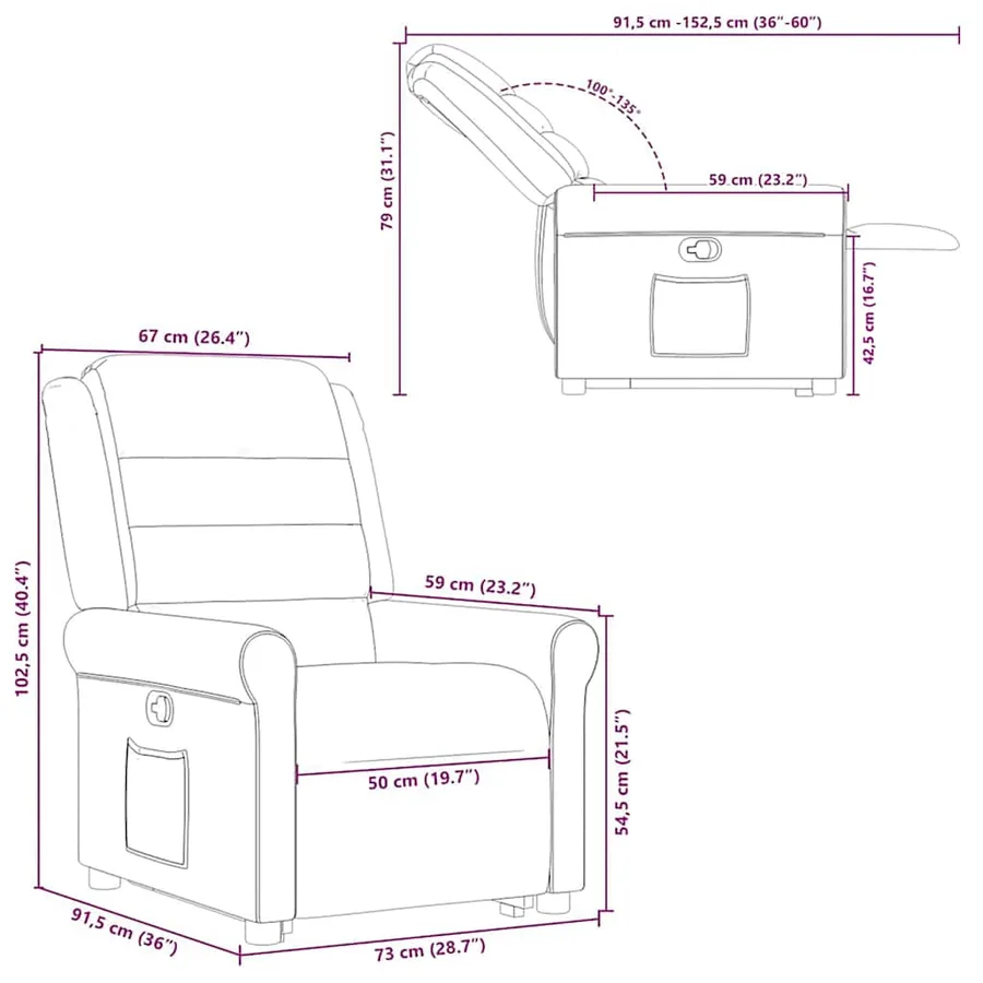 Fauteuil inclinable Marron Tissu - 15