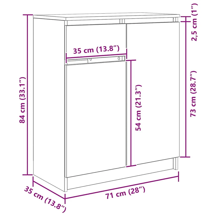 Buffet avec tiroir chêne sonoma 71x35x84 cm bois d'ingénierie - 14