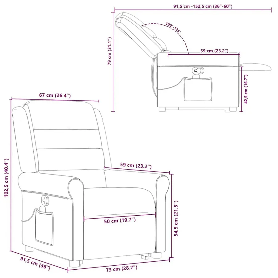 Fauteuil inclinable de massage Crème Tissu - 16