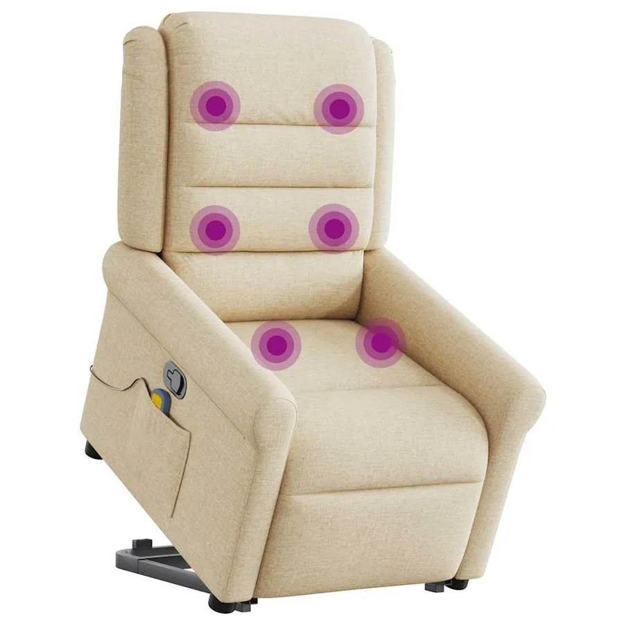 Fauteuil inclinable de massage Crème Tissu - 2