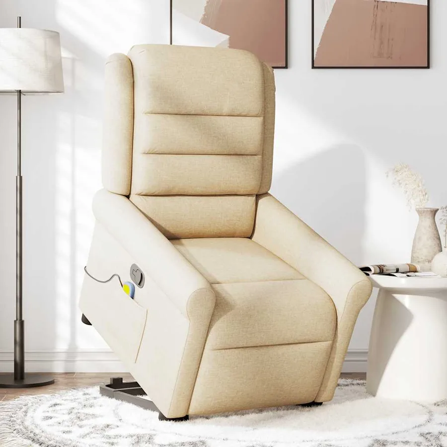 Fauteuil inclinable de massage Crème Tissu - 3