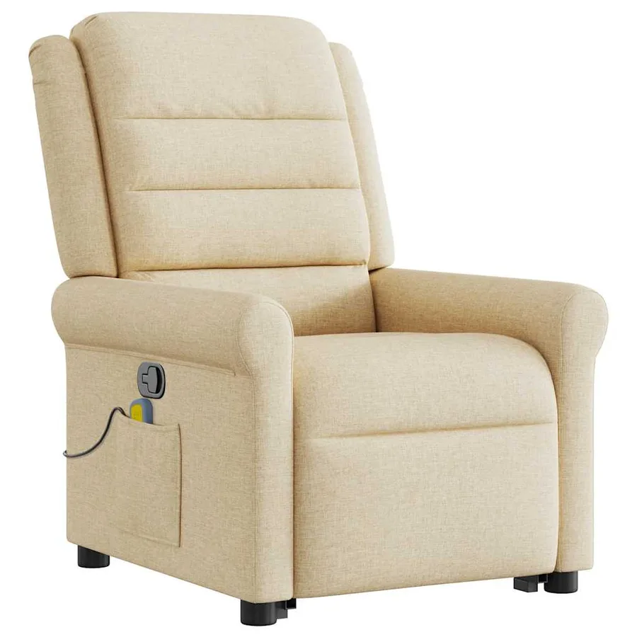 Fauteuil inclinable de massage Crème Tissu - 4