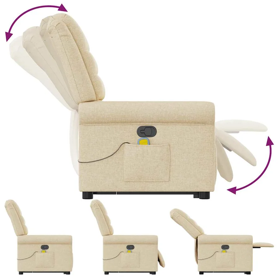 Fauteuil inclinable de massage Crème Tissu - 8