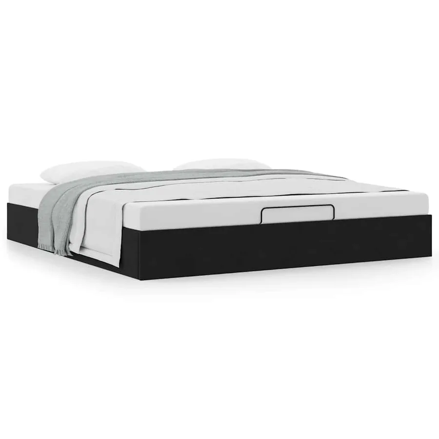 Cadre de lit ottoman sans matelas noir 200x200 cm velours - 4