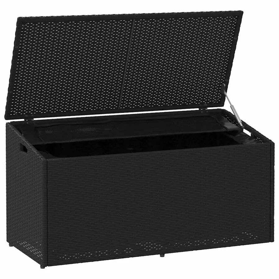 Coffre de rangement de jardin Noir 110x50x58 cm Résine tressée - 4