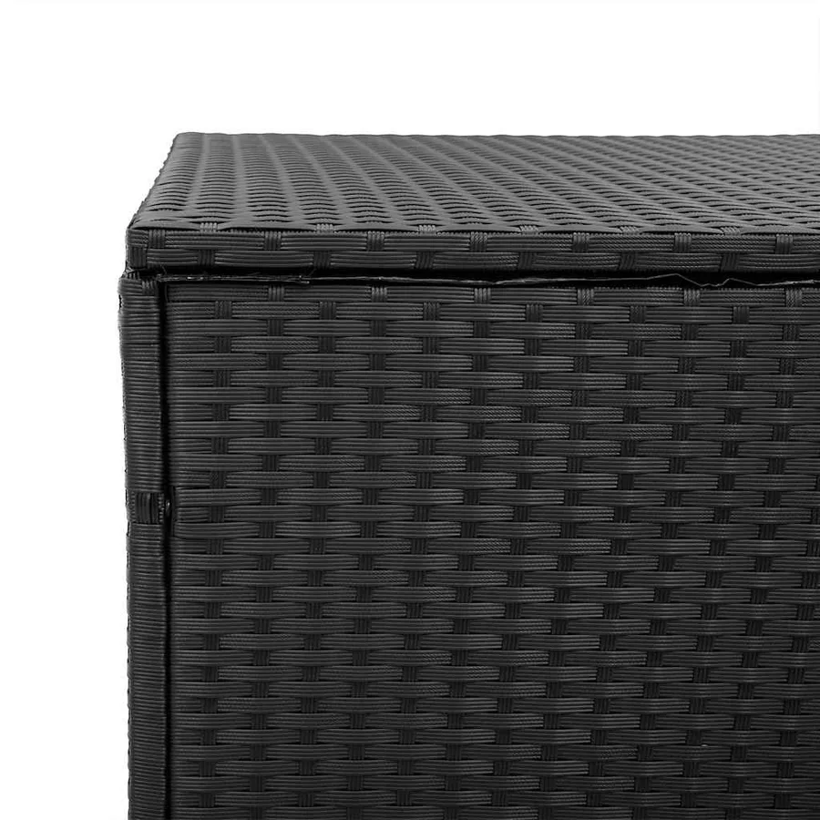 Coffre de rangement de jardin Noir 110x50x58 cm Résine tressée - 8