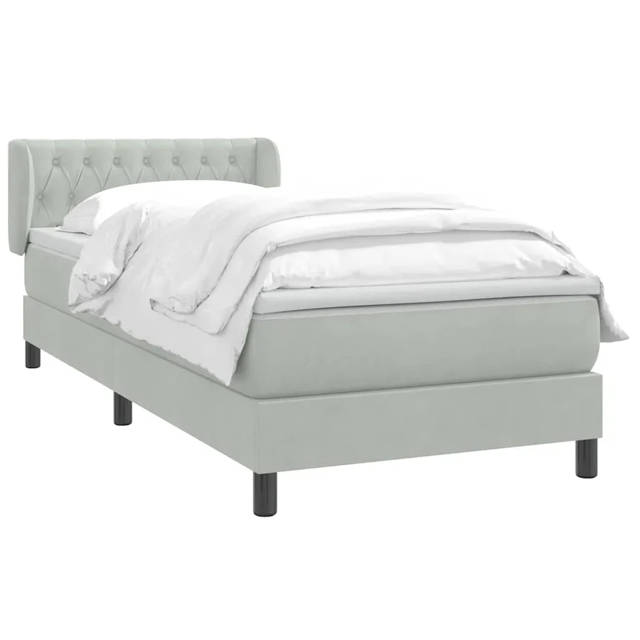 Sommier à lattes de lit et matelas gris clair 90x210 cm velours - 3