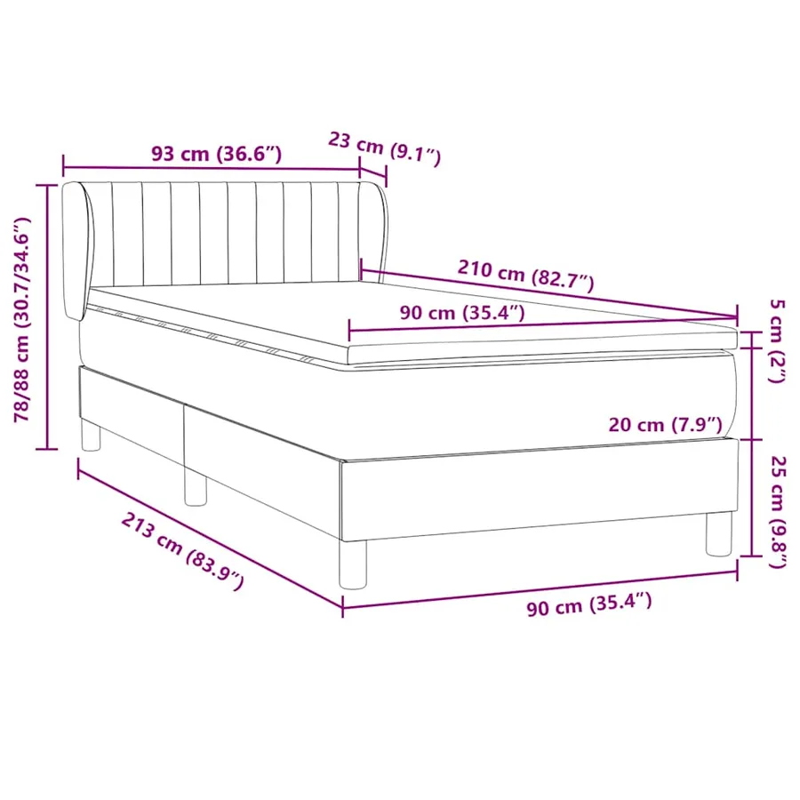 Sommier à lattes de lit et matelas gris clair 90x210 cm velours - 12