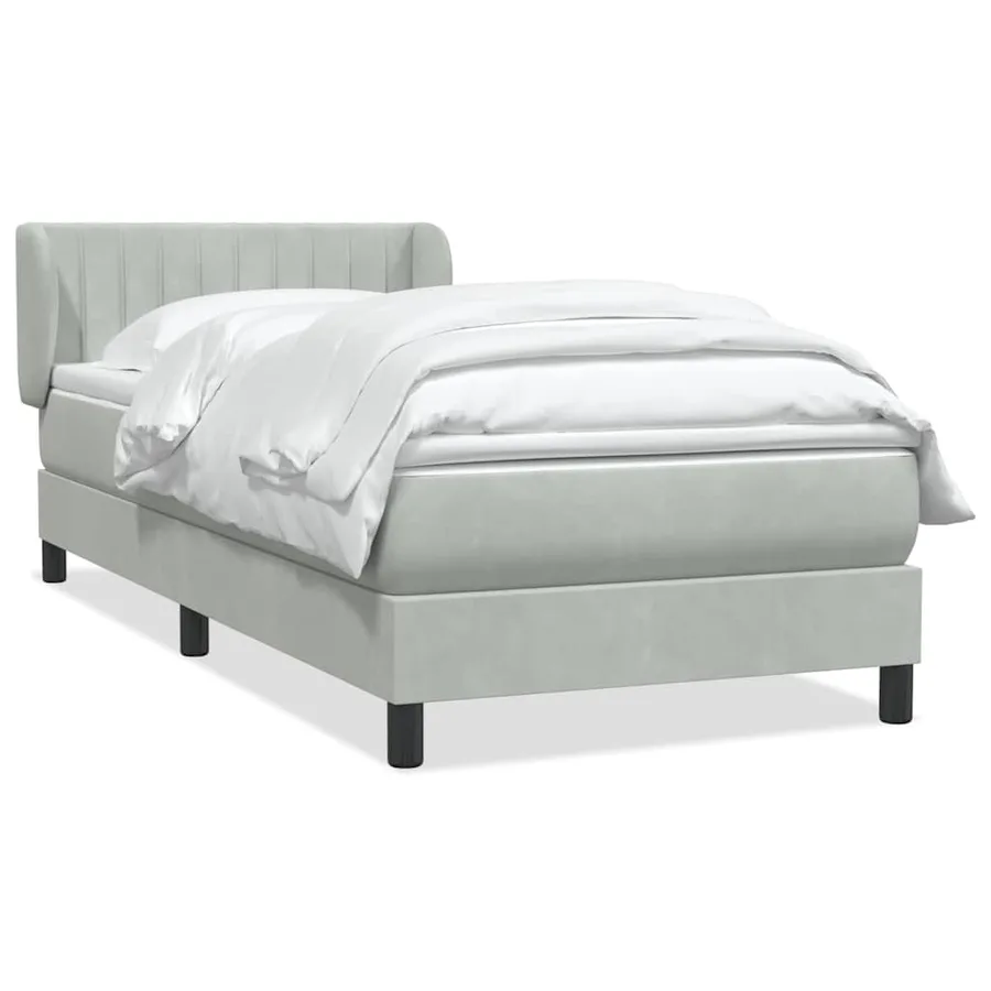 Sommier à lattes de lit et matelas gris clair 90x210 cm velours - 2