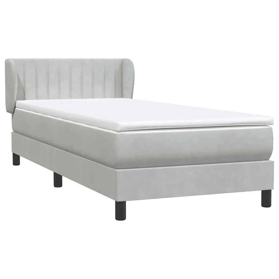 Sommier à lattes de lit et matelas gris clair 90x210 cm velours - 4