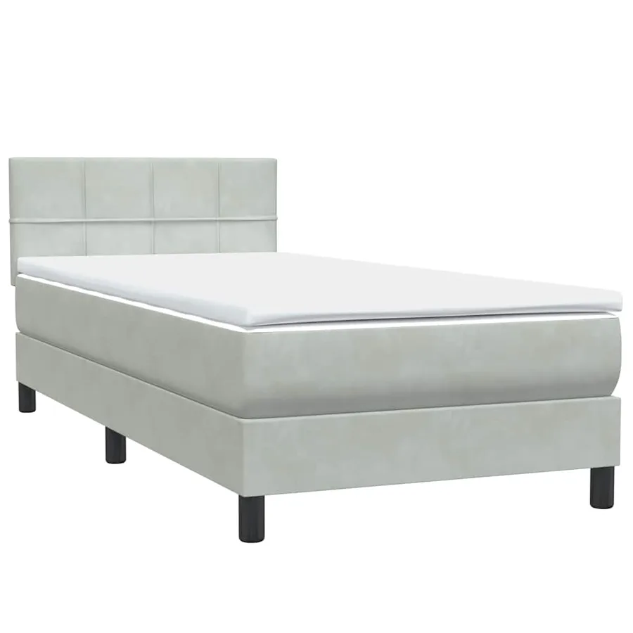 Sommier à lattes de lit et matelas gris clair 90x210 cm velours - 4