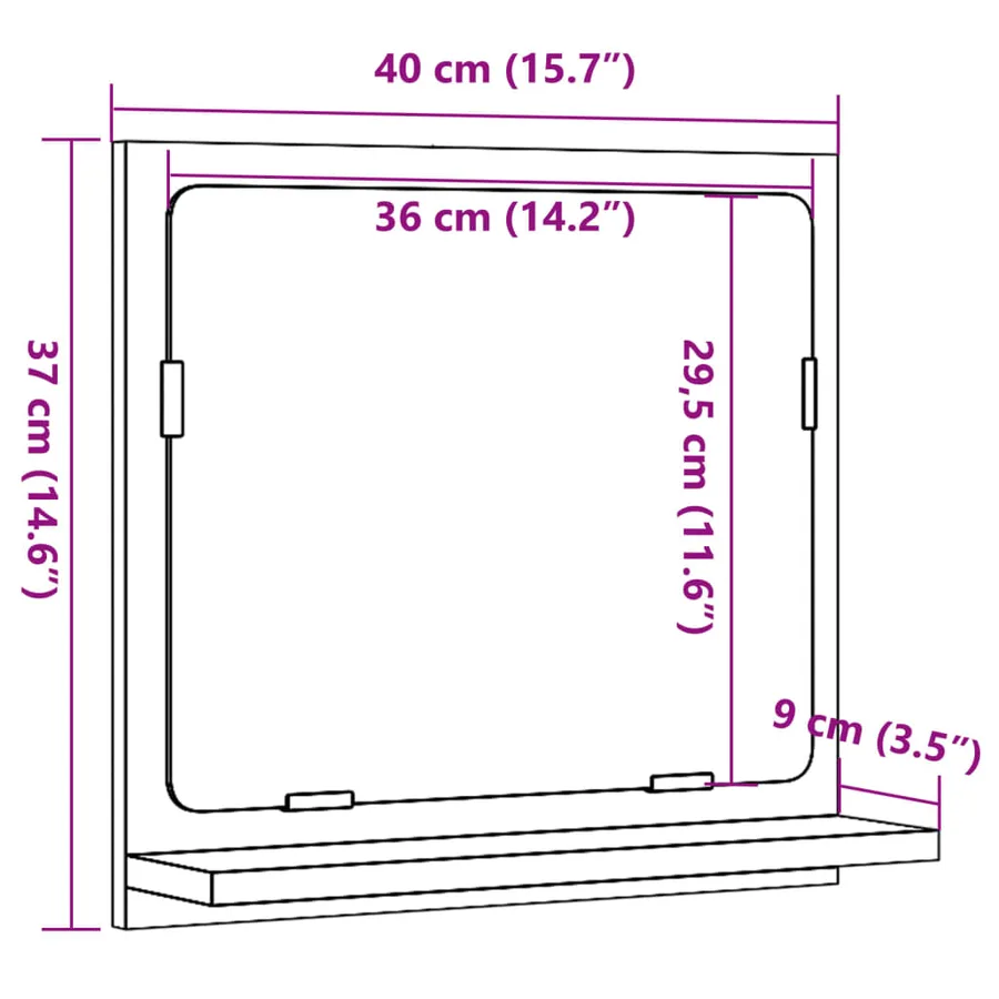 Armoire à miroir de salle de bain chêne artisanal 40x11x37 cm - 9