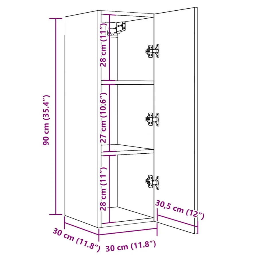 Meuble TV chêne artisanal 30,5x30x90 cm bois d'ingénierie - 10