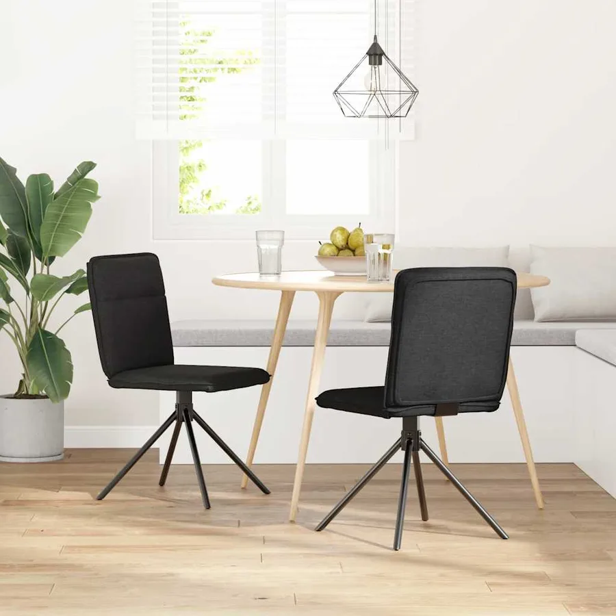 Chaises à manger lot de 2 noir tissu - 2