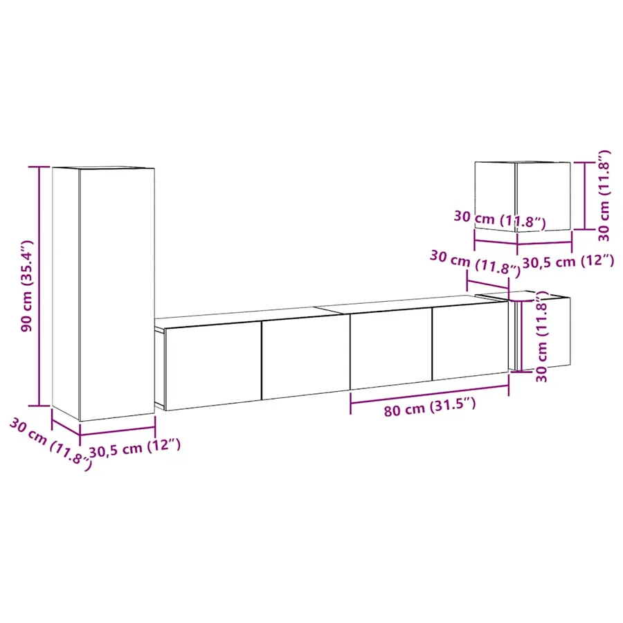 Ensemble de meuble TV mural 5 pcs chêne artisanal - 11