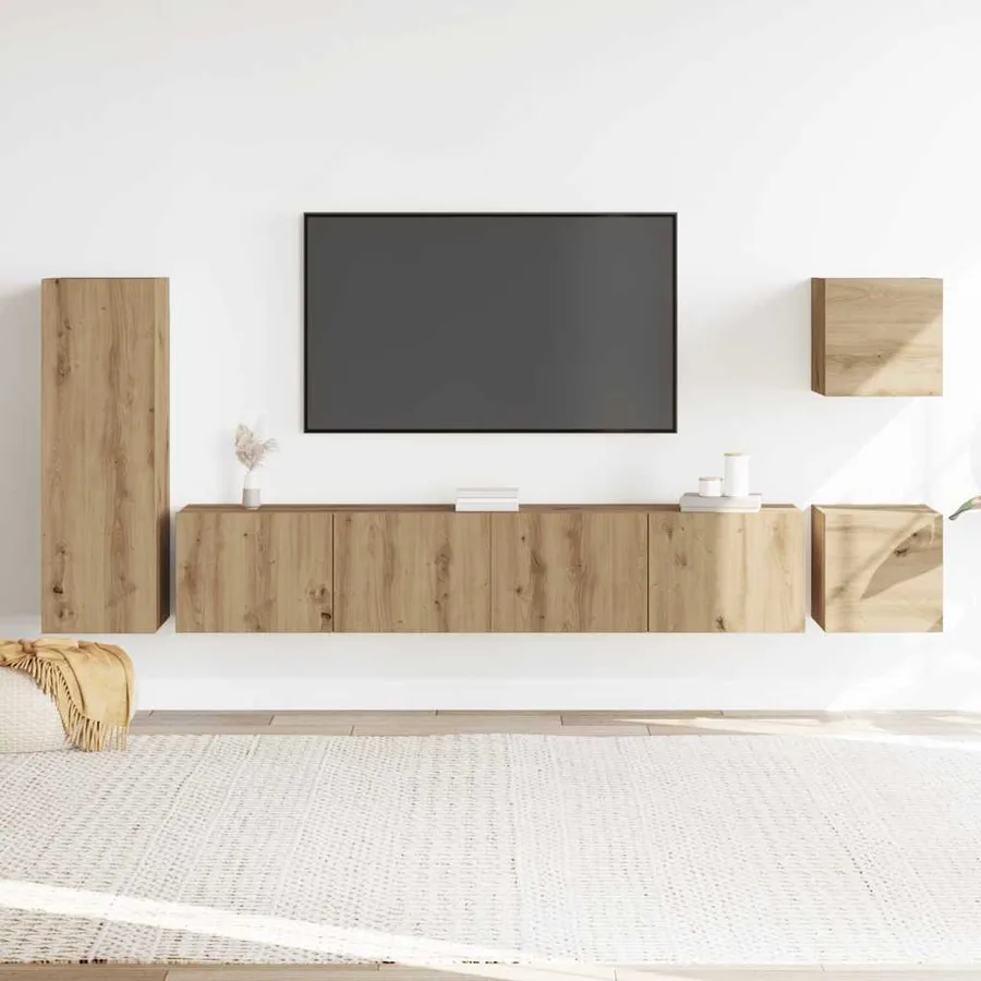 Ensemble de meuble TV mural 5 pcs chêne artisanal - 3