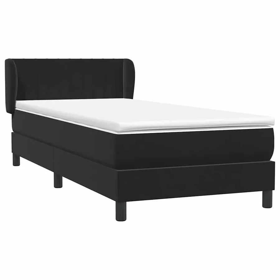 Sommier à lattes de lit avec matelas noir 100x210 cm velours - 4