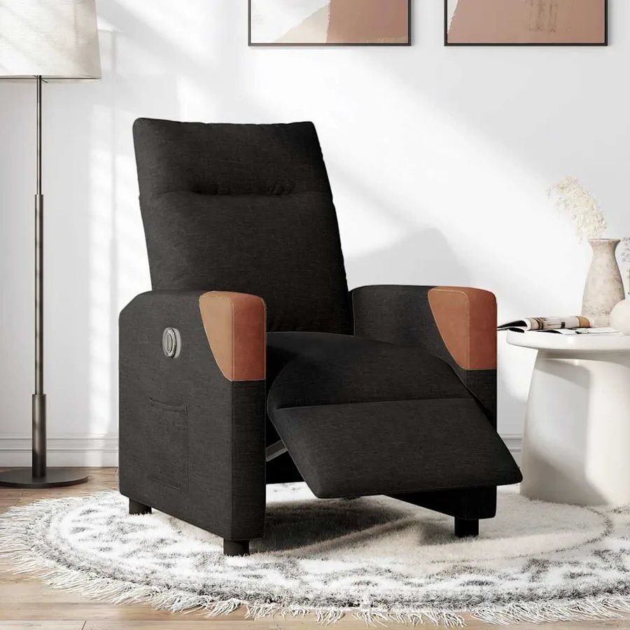 Fauteuil inclinable électrique Noir Tissu - 2