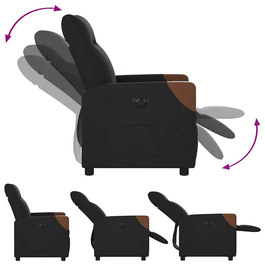 Fauteuil inclinable électrique Noir Tissu - 8