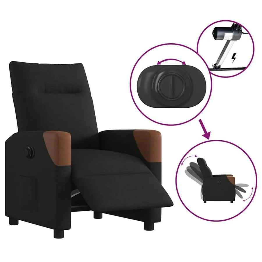 Fauteuil inclinable électrique Noir Tissu - 9