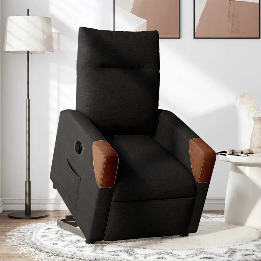 Fauteuil inclinable électrique noir tissu - 2