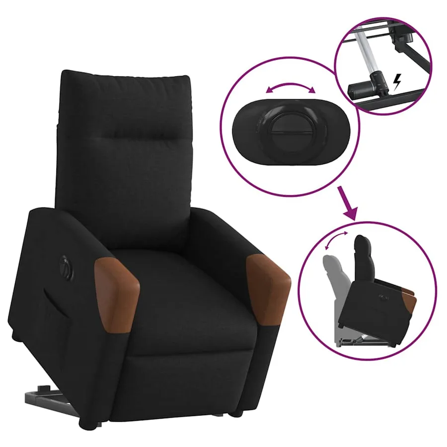 Fauteuil inclinable électrique noir tissu - 8