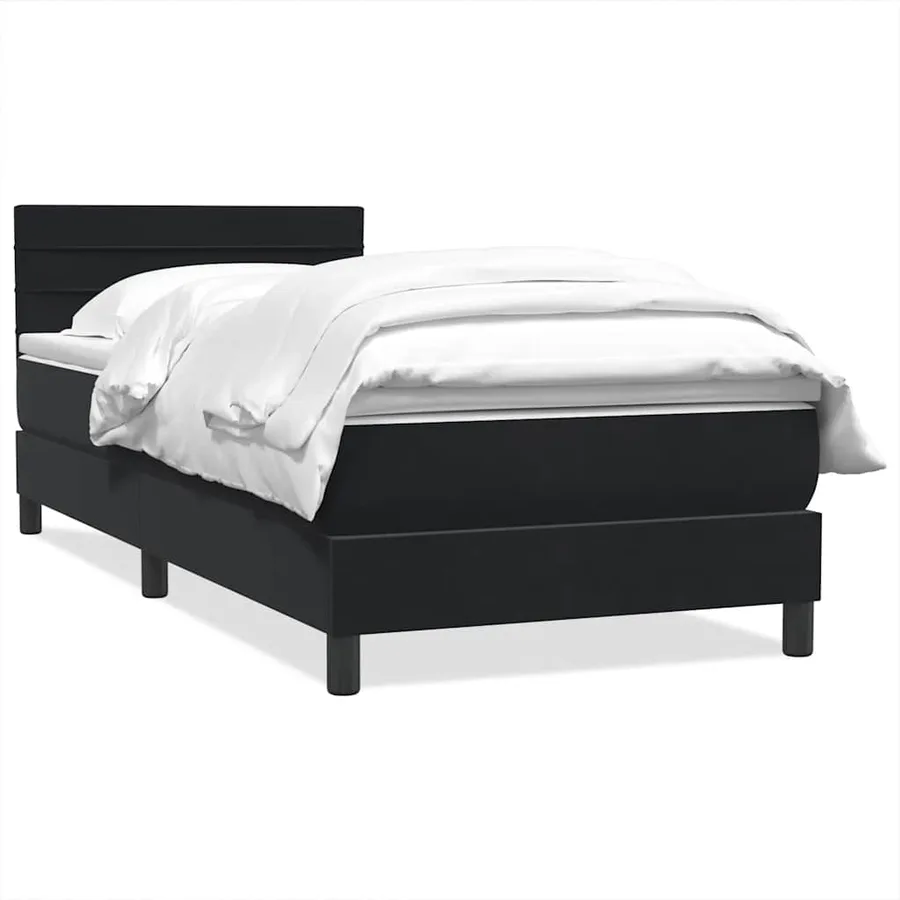 Sommier à lattes de lit avec matelas noir 100x210 cm velours - 2