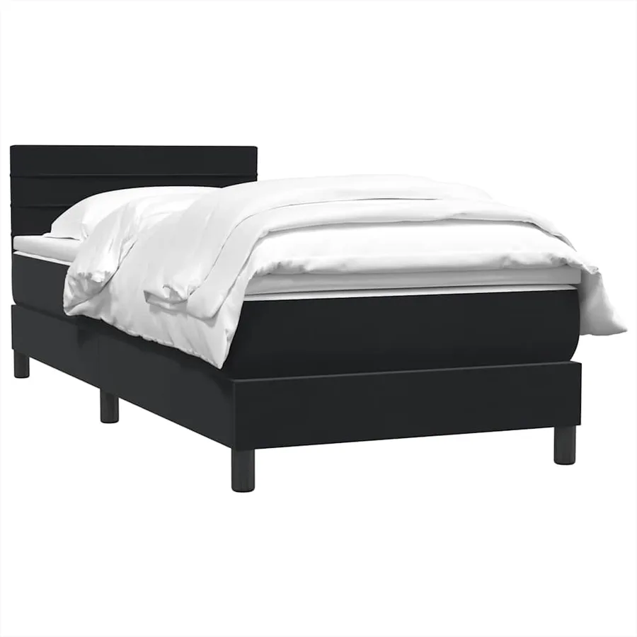 Sommier à lattes de lit avec matelas noir 100x210 cm velours - 3