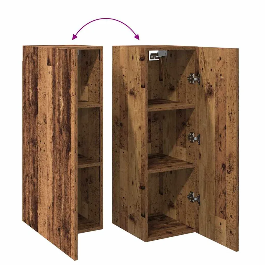 Meuble mural vieux bois 30,5x30x90 cm bois d'ingénierie - 8