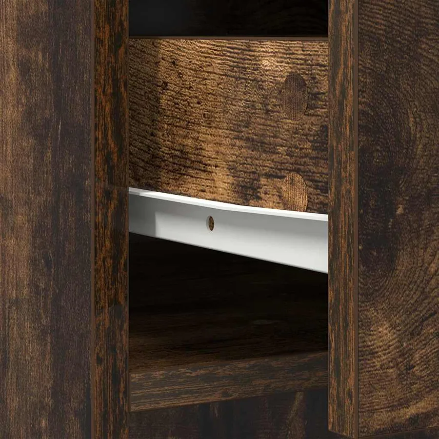 Buffet avec tiroirs et portes chêne fumé 73x31x90 cm - 11